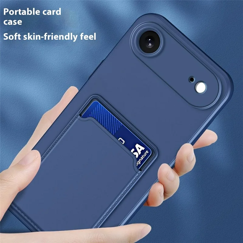 For iPhone 17 Air Case Flexible TPU Phone Cover with Back Card Slot - Dark Blue