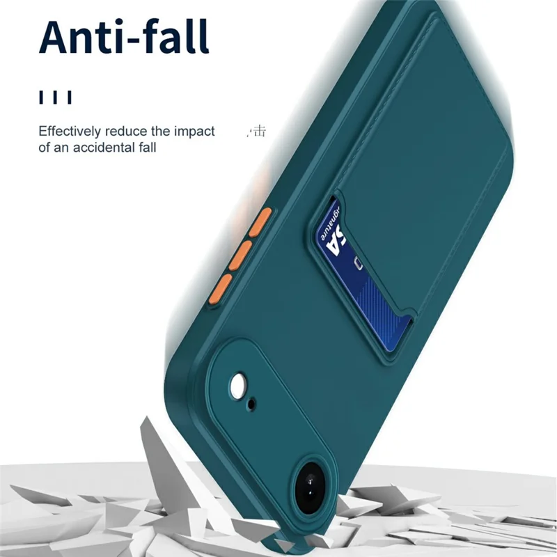 For iPhone 17 Air Case Flexible TPU Phone Cover with Back Card Slot - Dark Blue