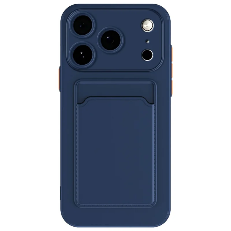 For iPhone 17 Pro Case Flexible TPU Phone Cover with Back Card Slot - Dark Blue