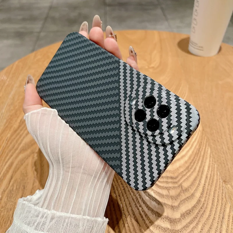 For Huawei nova 14 5G Case Hard PC Phone Cover Carbon Fiber Texture Drop Proof - Black  /  Green