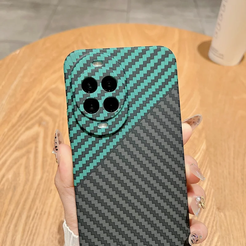 For Huawei nova 14 5G Case Hard PC Phone Cover Carbon Fiber Texture Drop Proof - Black  /  Green