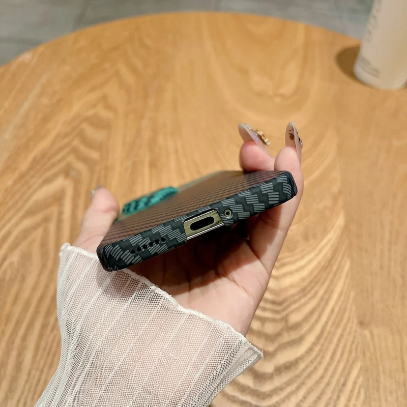 For Huawei nova 14 5G Case Hard PC Phone Cover Carbon Fiber Texture Drop Proof - Black  /  Green