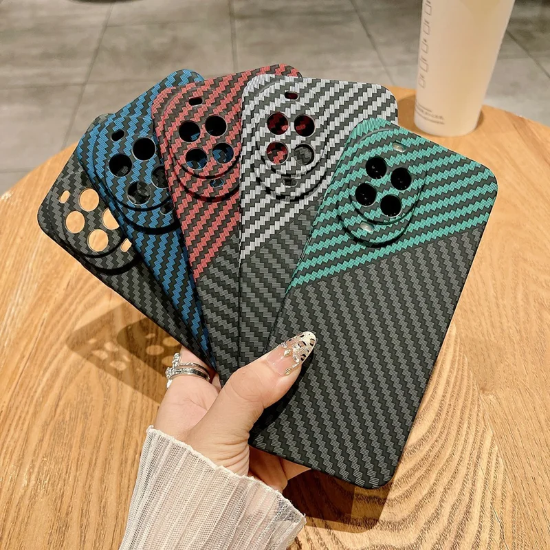 For Huawei nova 14 5G Case Hard PC Phone Cover Carbon Fiber Texture Drop Proof - Black  /  Green