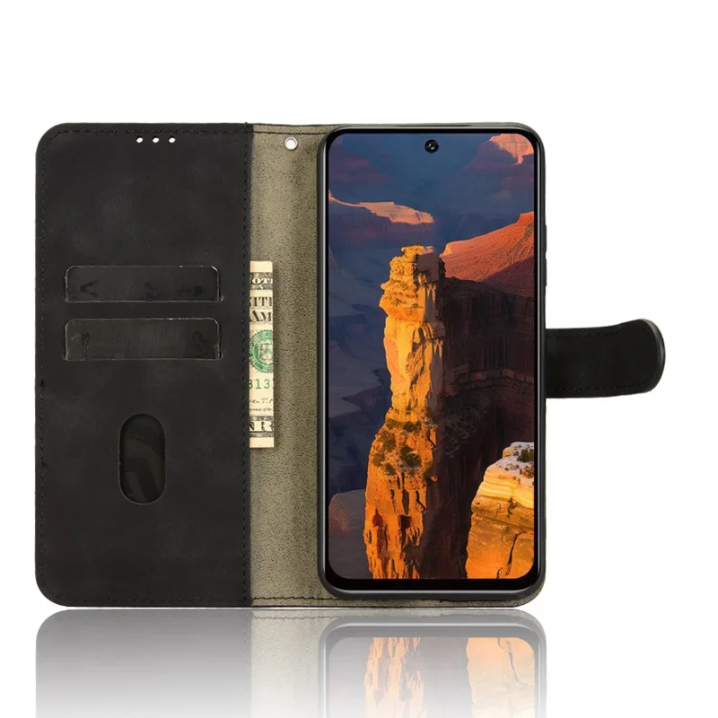 Cover a portafoglio in pelle per itel A95 5G con effetto pelle, antiurto - Nero
