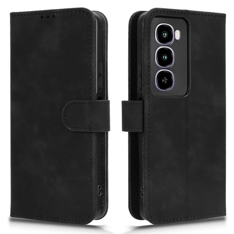 Étui en cuir pour itel City 100 4G avec sensation de cuir, protection antichoc, portefeuille à rabat - Noir