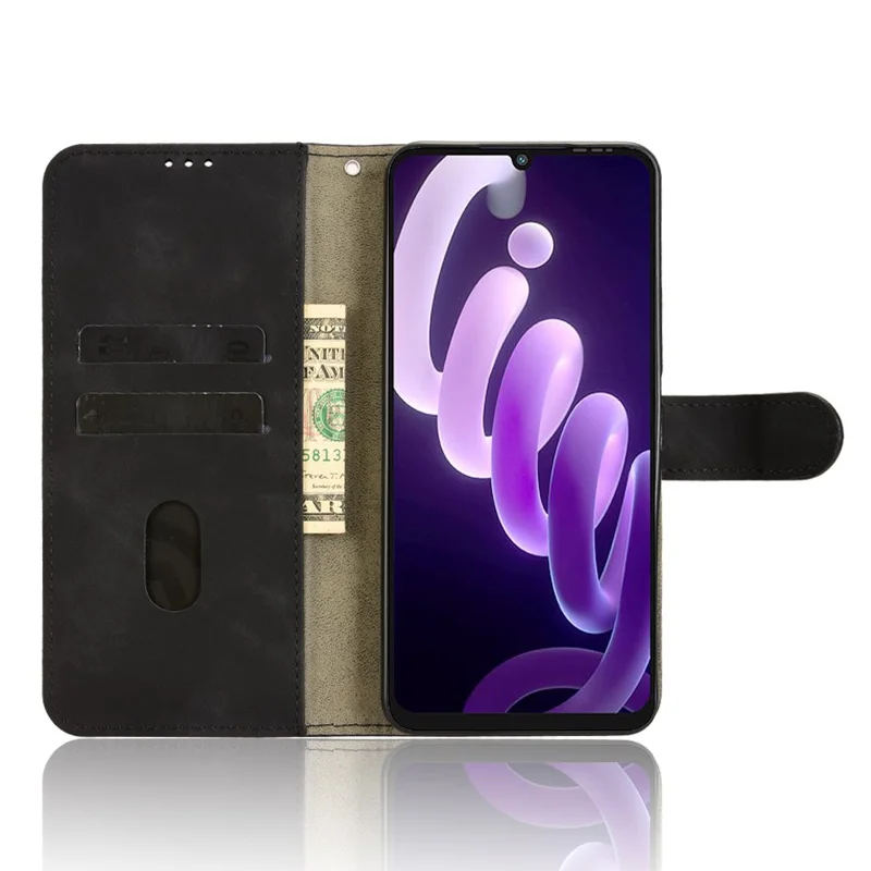 Étui en cuir pour itel City 100 4G avec sensation de cuir, protection antichoc, portefeuille à rabat - Noir