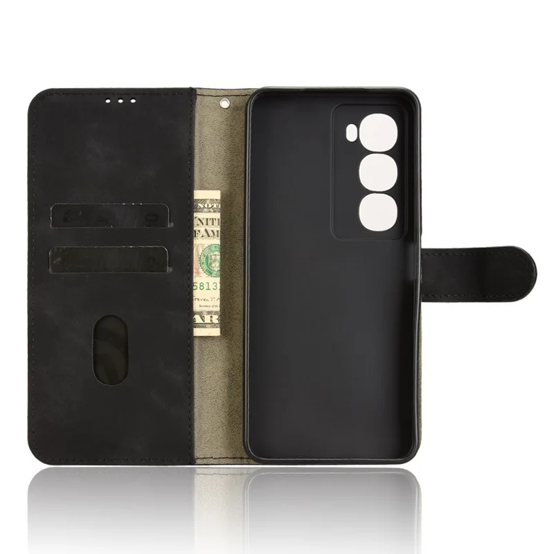 Étui en cuir pour itel City 100 4G avec sensation de cuir, protection antichoc, portefeuille à rabat - Noir