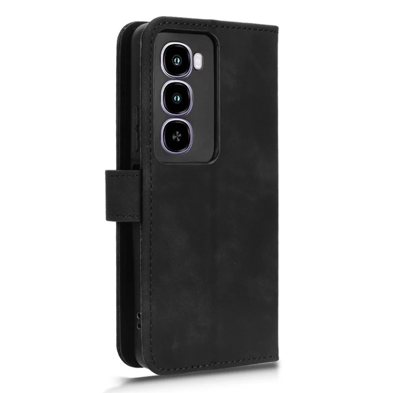 Étui en cuir pour itel City 100 4G avec sensation de cuir, protection antichoc, portefeuille à rabat - Noir