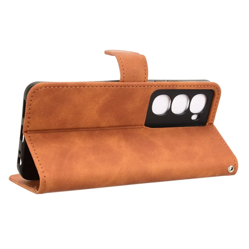 For itel City 100 4G Leather Case Skin Feel Anti Drop Wallet Flip Phone Cover - Brown