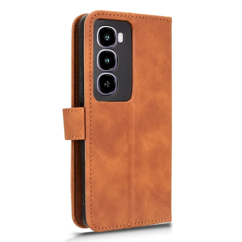 For itel City 100 4G Leather Case Skin Feel Anti Drop Wallet Flip Phone Cover - Brown