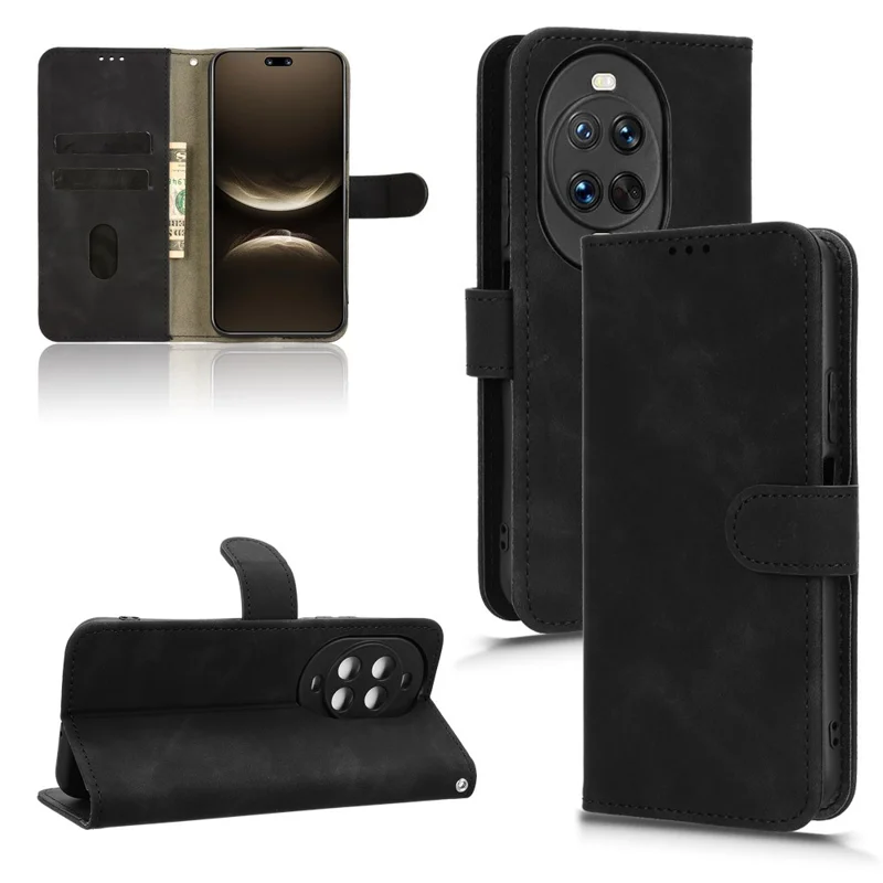 For Huawei nova 14 Pro 5G Leather Case Skin Feel Anti Drop Wallet Flip Phone Cover - Black