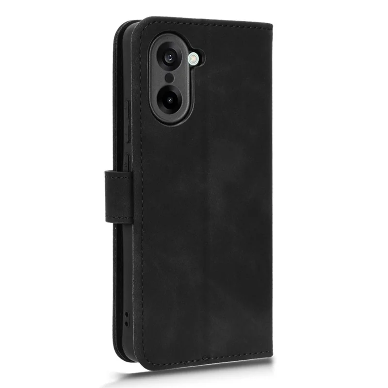 Чехол из натуральной кожи для OnePlus Ace 5 Racing 5G с эффектом мягкой кожи, противоударный, с отделением для карт и функцией флип-обложки - Черный