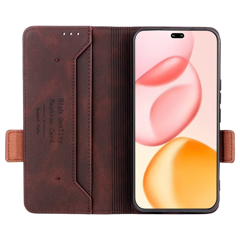 Cover a portafoglio in pelle per For Honor 400 Pro 5G (Globale) con decorazioni metalliche - Caffè