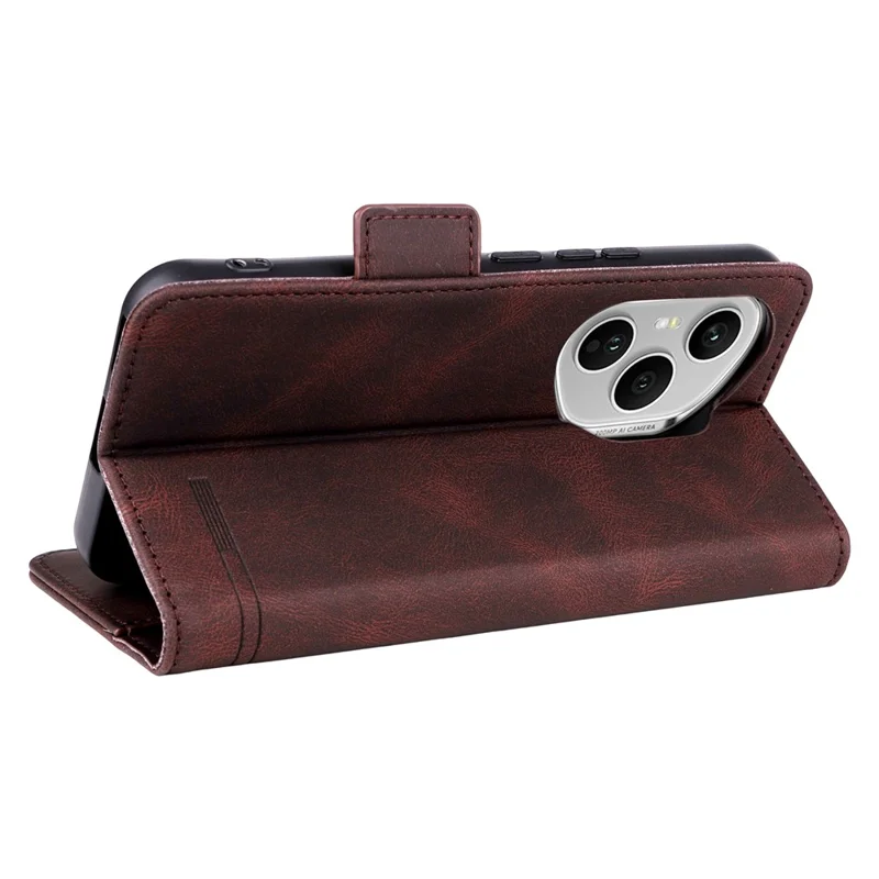 Cover a portafoglio in pelle per For Honor 400 Pro 5G (Globale) con decorazioni metalliche - Caffè
