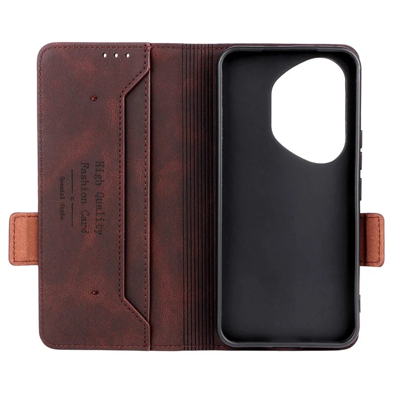 Cover a portafoglio in pelle per For Honor 400 Pro 5G (Globale) con decorazioni metalliche - Caffè