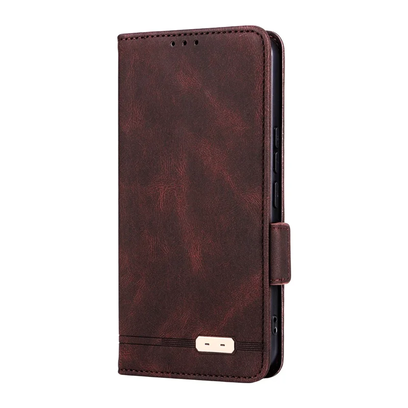 Cover a portafoglio in pelle per For Honor 400 Pro 5G (Globale) con decorazioni metalliche - Caffè
