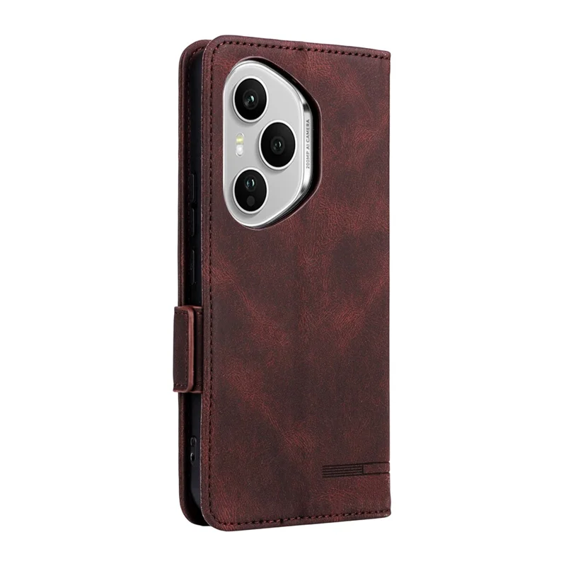 Cover a portafoglio in pelle per For Honor 400 Pro 5G (Globale) con decorazioni metalliche - Caffè