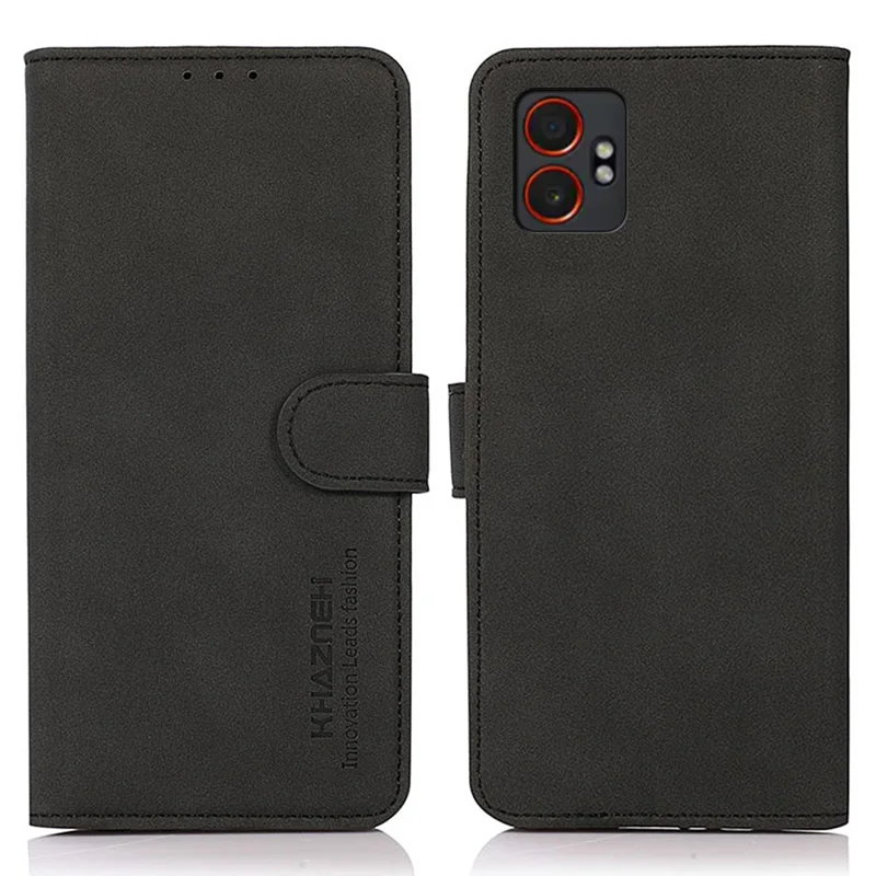 KHAZNEH Pour Samsung Galaxy XCover7 Pro Étui en Cuir PU Portefeuille Support Housse de Téléphone - Noir