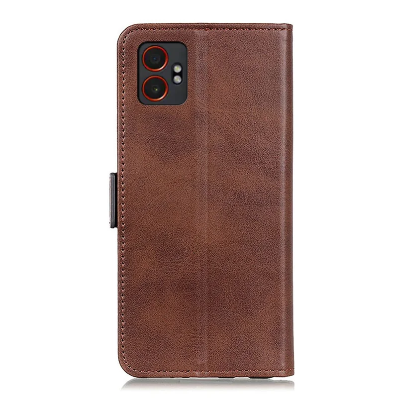 Cover per Samsung Galaxy XCover7 Pro con Supporto in Pelle di Vacchetta - Marrone