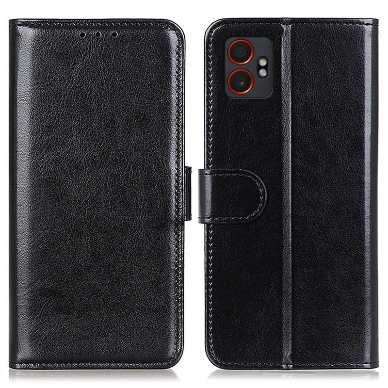 Capa de Couro PU com Textura de Cavalo Selvagem para Samsung Galaxy XCover7 Pro - Suporte para Celular - Preto