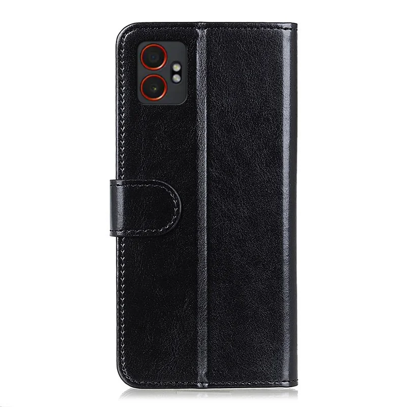 Capa de Couro PU com Textura de Cavalo Selvagem para Samsung Galaxy XCover7 Pro - Suporte para Celular - Preto