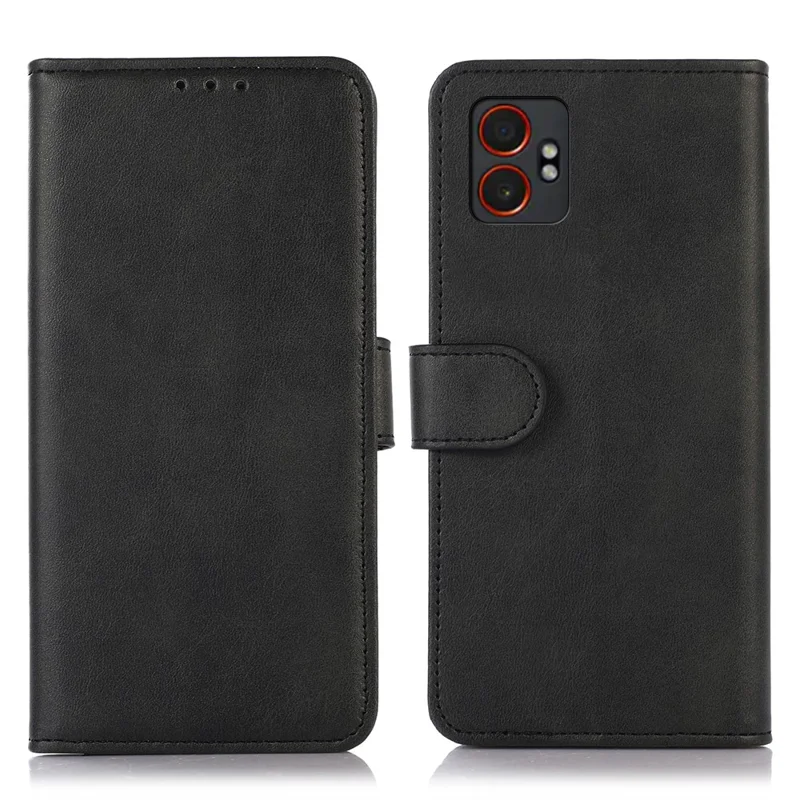 Pour le étui Samsung Galaxy XCover7 Pro Texture Cuir Vache Portefeuille Étui de Téléphone avec Support - Noir