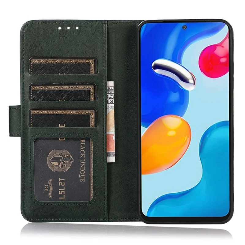 For Samsung Galaxy XCover7 Pro Case Cowhide Texture Leather Wallet Phone Cover with Stand - Green