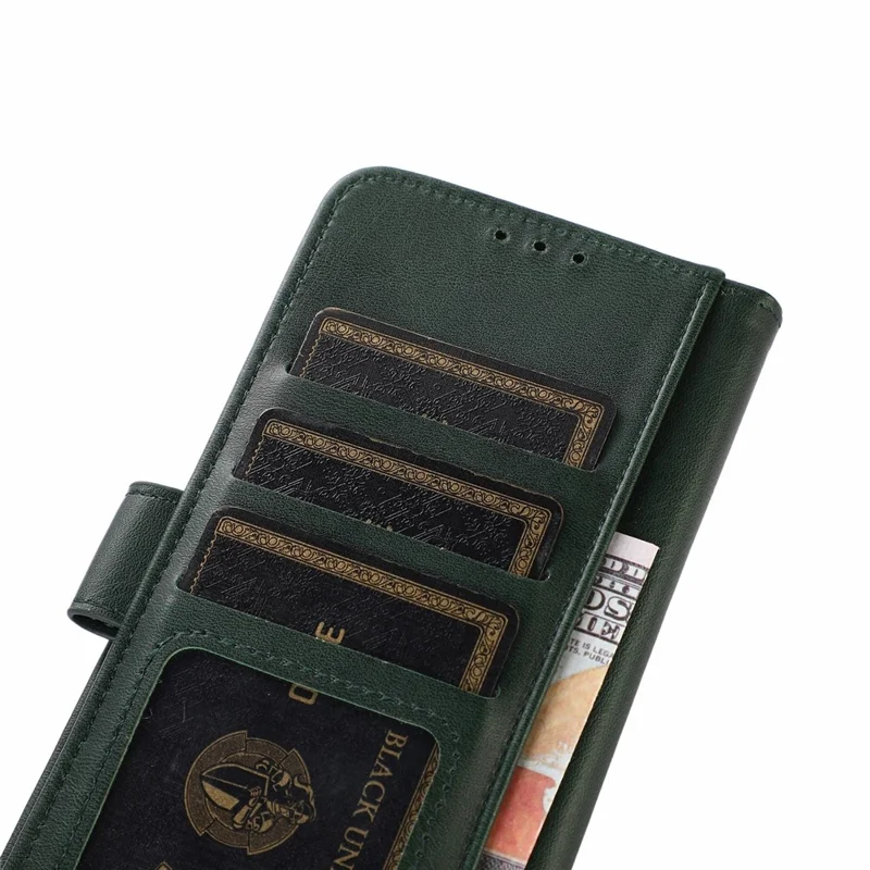 For Samsung Galaxy XCover7 Pro Case Cowhide Texture Leather Wallet Phone Cover with Stand - Green