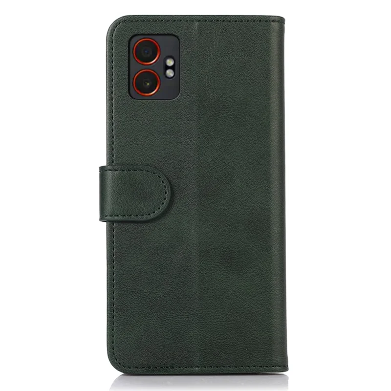 For Samsung Galaxy XCover7 Pro Case Cowhide Texture Leather Wallet Phone Cover with Stand - Green