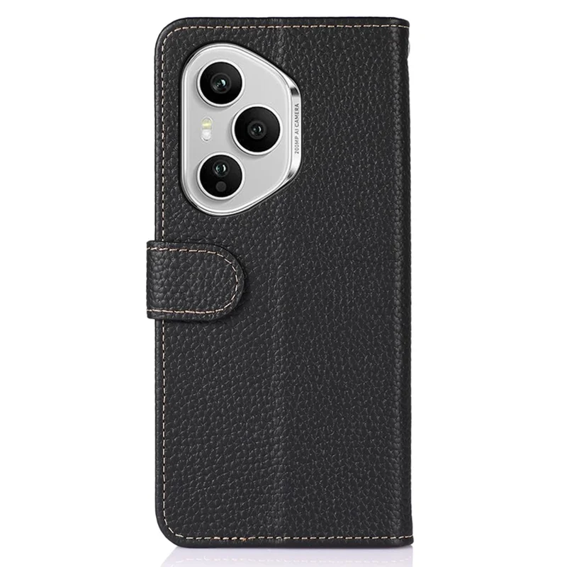 KHAZNEH For Honor 400 Pro 5G (Global) Capa Couro Genuíno de Vaca Flip Phone - Preto