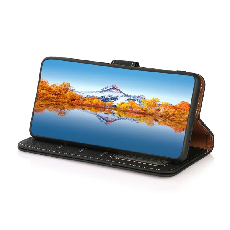 KHAZNEH per Honor 400 Pro 5G (Globale) Cover in Vera Pelle di Vacca Portafoglio per Telefono - Nero