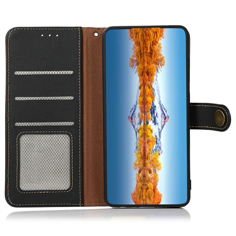 KHAZNEH per Honor 400 Pro 5G (Globale) Cover in Vera Pelle di Vacca Portafoglio per Telefono - Nero