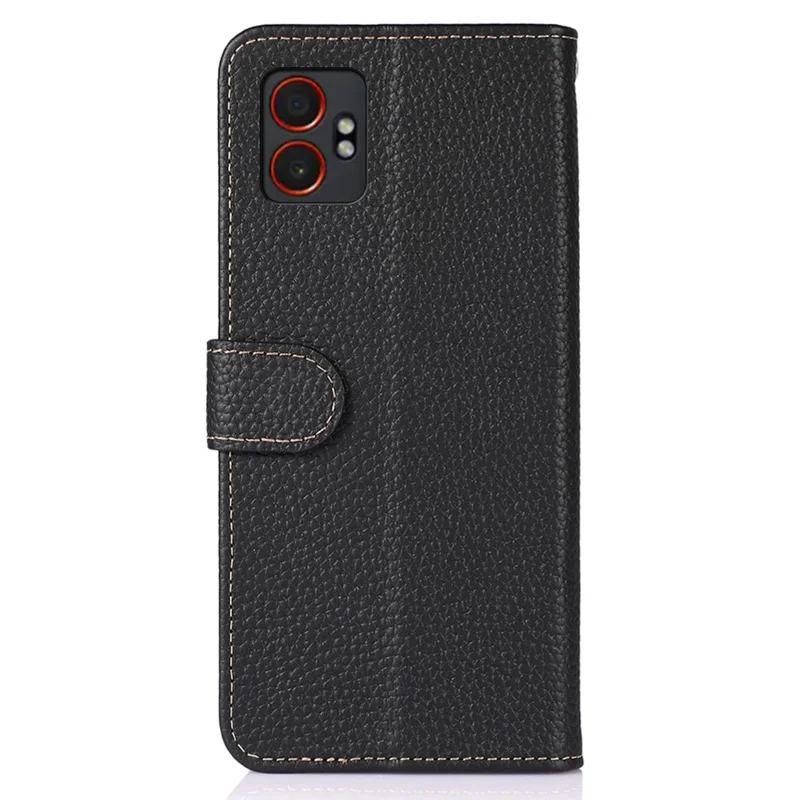 KHAZNEH Étui pour Samsung Galaxy XCover7 Pro en véritable cuir de vache Étui à rabat pour téléphone - Noir
