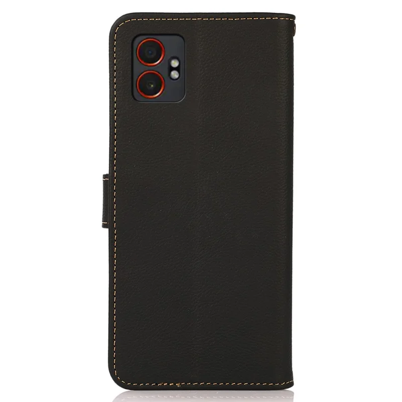 KHAZNEH pour Étui Samsung Galaxy XCover7 Pro Véritable Portefeuille en Cuir de Vache Housse de Téléphone - Noir