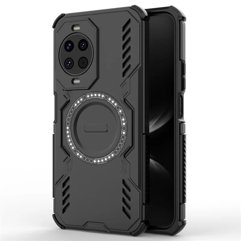 For Huawei nova 14 5G Magnetic Case Butterfly Armor Hollow Heat Dissipation PC + TPU Phone Cover - Black