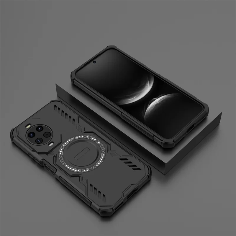 For Huawei nova 14 5G Magnetic Case Butterfly Armor Hollow Heat Dissipation PC + TPU Phone Cover - Black