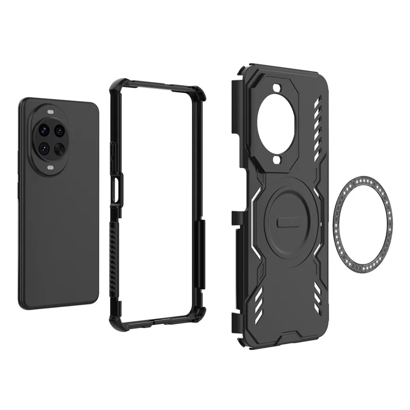 For Huawei nova 14 Pro 5G Magnetic Case Butterfly Armor Hollow Heat Dissipation PC + TPU Phone Cover - Black