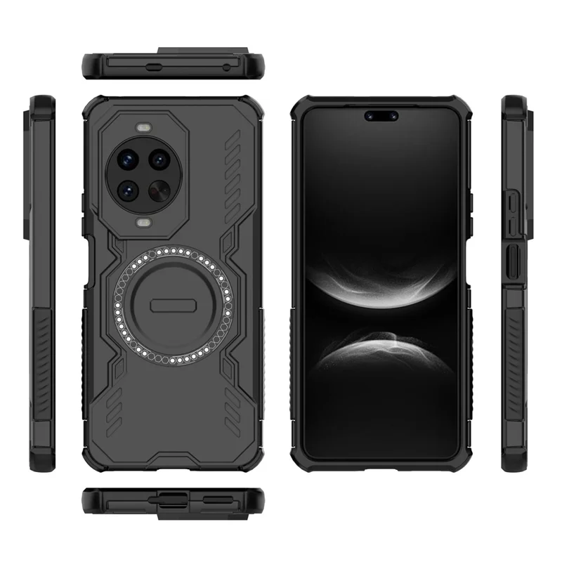For Huawei nova 14 Pro 5G Magnetic Case Butterfly Armor Hollow Heat Dissipation PC + TPU Phone Cover - Black