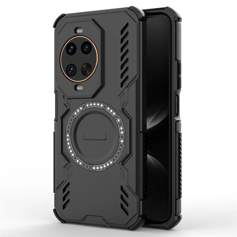 Para Huawei nova 14 Ultra 5G Capa Magnética Borboleta Armor Perfurada com Dissipação de Calor PC + TPU - Preto