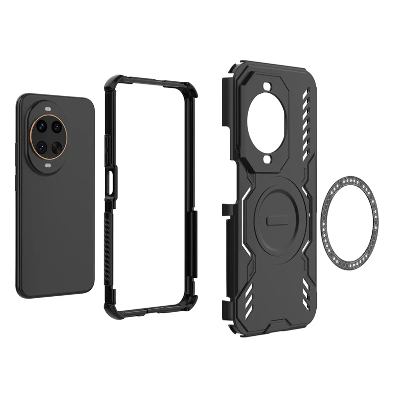 Para Huawei nova 14 Ultra 5G Capa Magnética Borboleta Armor Perfurada com Dissipação de Calor PC + TPU - Preto