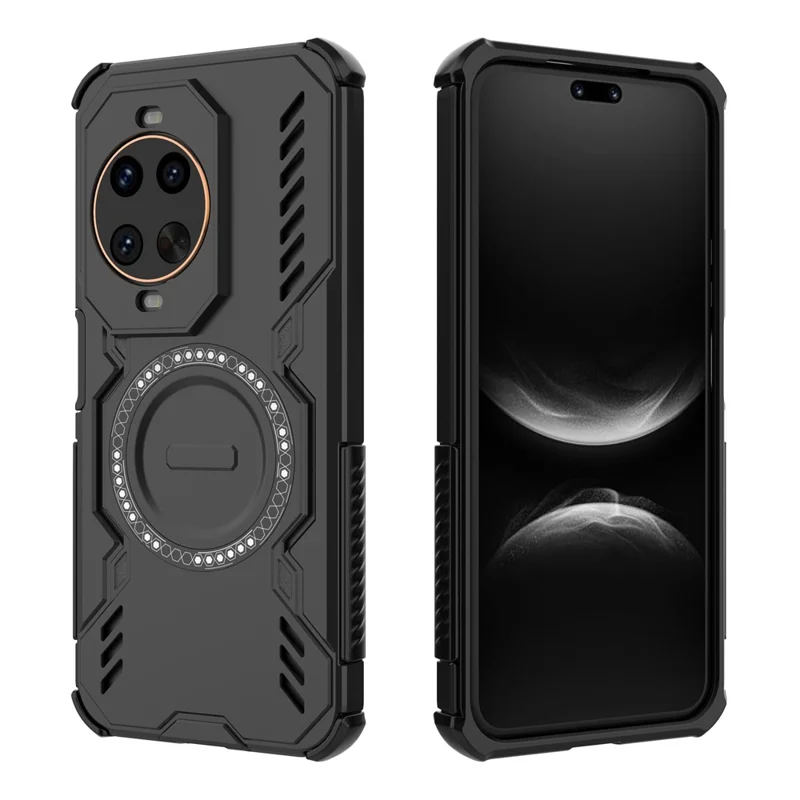 Para Huawei nova 14 Ultra 5G Capa Magnética Borboleta Armor Perfurada com Dissipação de Calor PC + TPU - Preto
