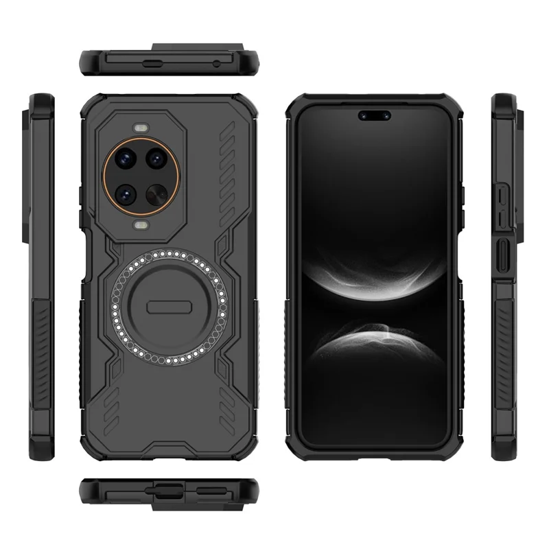 Para Huawei nova 14 Ultra 5G Capa Magnética Borboleta Armor Perfurada com Dissipação de Calor PC + TPU - Preto