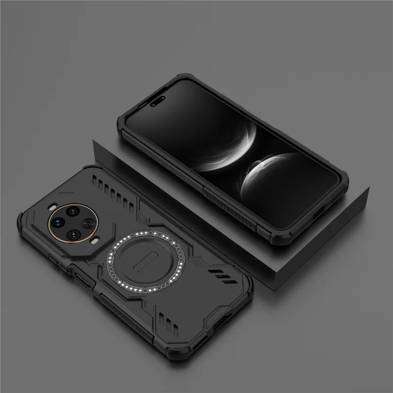 Para Huawei nova 14 Ultra 5G Capa Magnética Borboleta Armor Perfurada com Dissipação de Calor PC + TPU - Preto