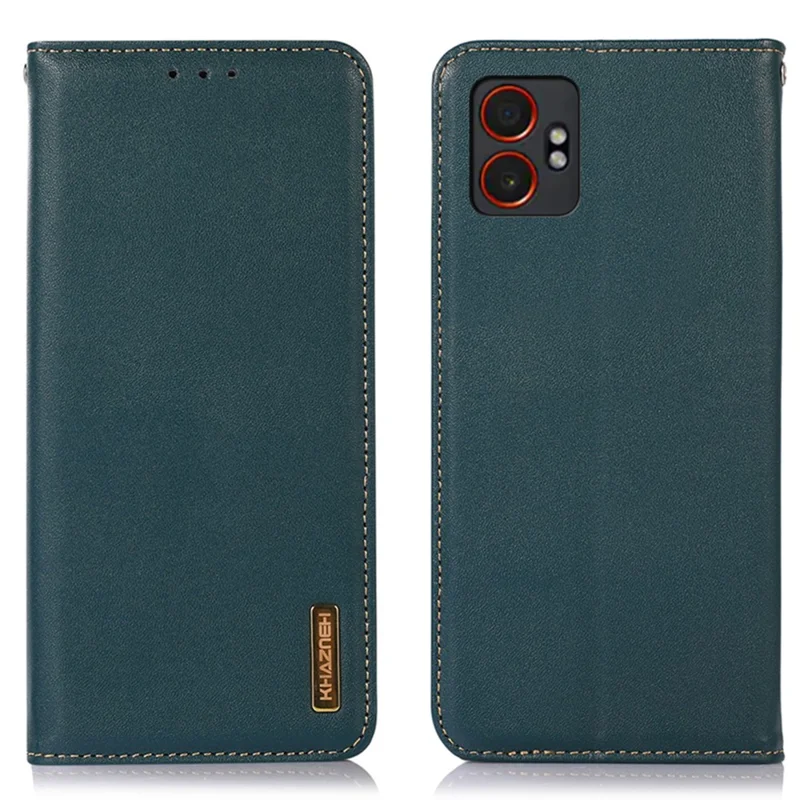 KHAZNEH Funda Tipo Cartera para Samsung Galaxy XCover7 Pro de Cuero Auténtico de Vaca - Verde