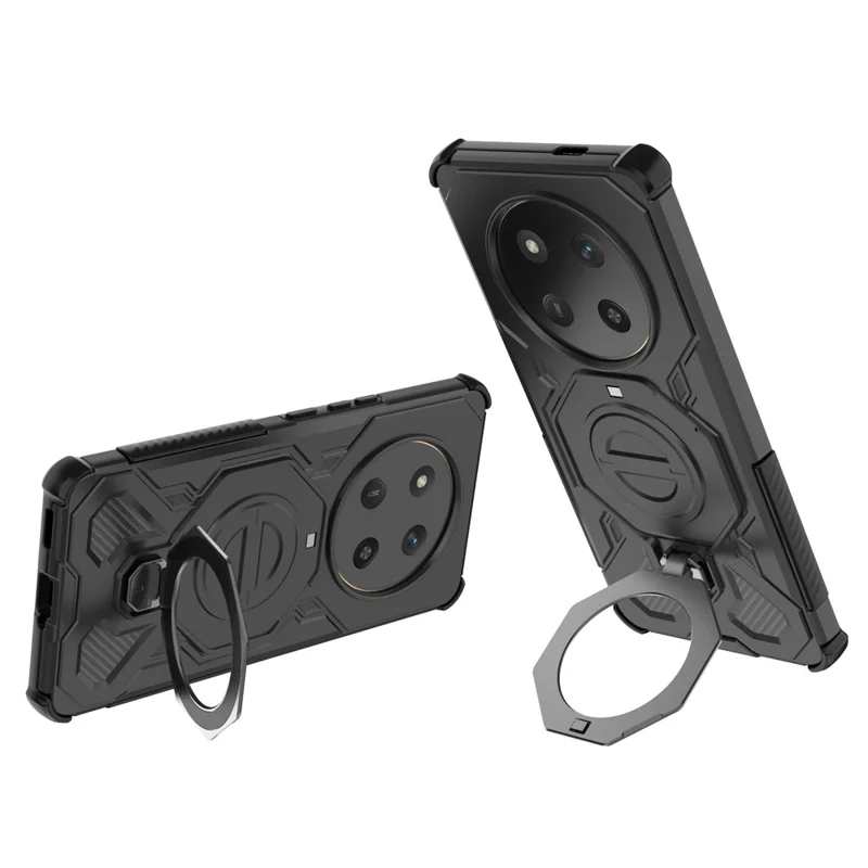 Capa para Honor X60 Pro 5G / X9c 5G com Suporte Metálico Giratório, Resistente a Impactos, PC + TPU - Preto