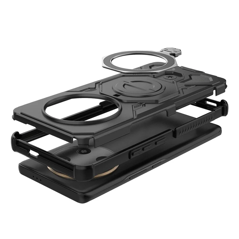 Capa para Honor X60 Pro 5G / X9c 5G com Suporte Metálico Giratório, Resistente a Impactos, PC + TPU - Preto