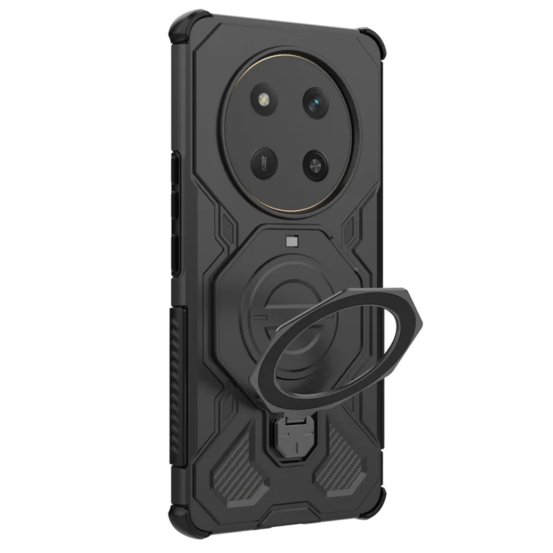 Capa para Honor X60 Pro 5G / X9c 5G com Suporte Metálico Giratório, Resistente a Impactos, PC + TPU - Preto