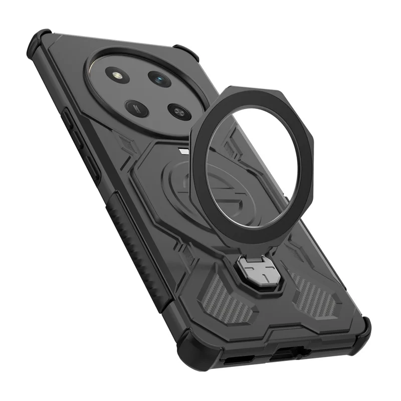 Capa para Honor X60 Pro 5G / X9c 5G com Suporte Metálico Giratório, Resistente a Impactos, PC + TPU - Preto