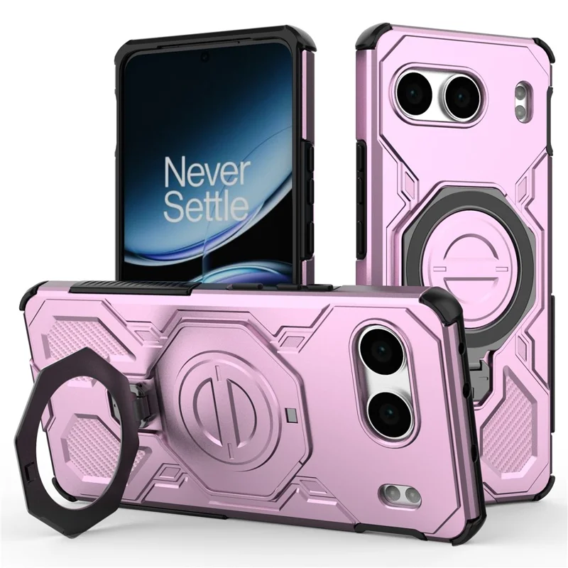 Funda Magnética para OnePlus Nord 4 con Soporte Metálico Giratorio Antigolpes PC + TPU - Rosa
