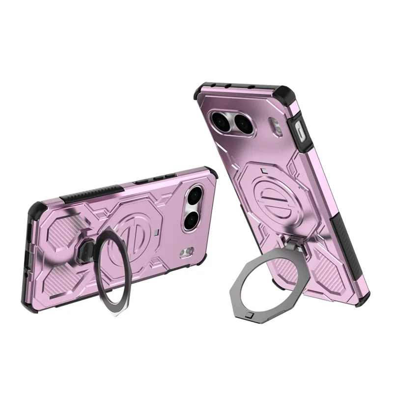 Funda Magnética para OnePlus Nord 4 con Soporte Metálico Giratorio Antigolpes PC + TPU - Rosa